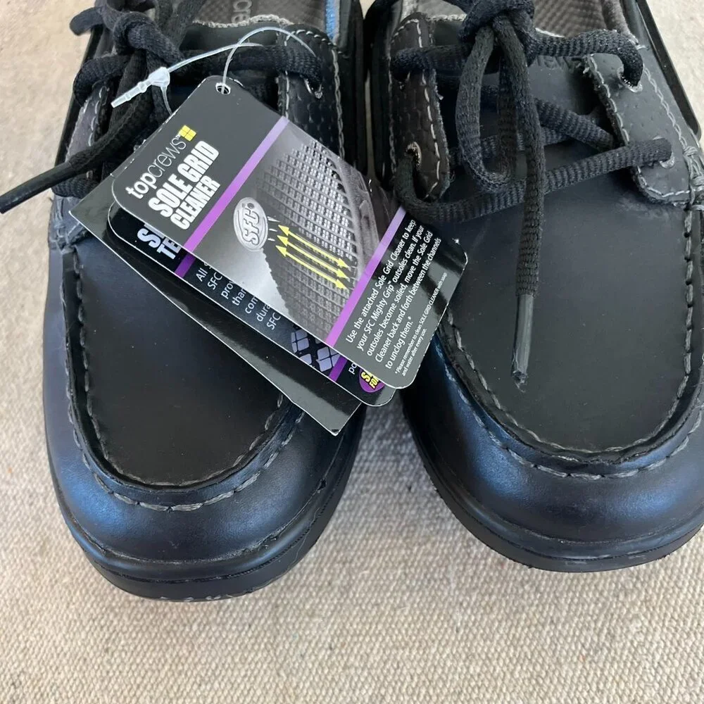 TopCrews Woman's Black Leather Work Slip-Resistant Shoes Sz 10 - Picture 3 of 13